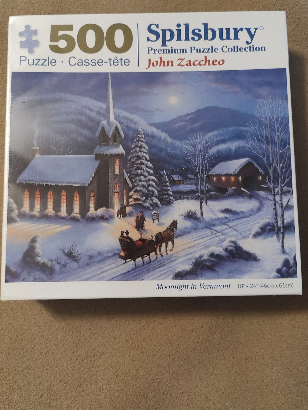 New Spillsbury 500-Piece 'Moonlight in Vermont' By John Zaccheo Jigsaw Puzzle